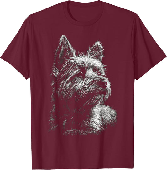 Cairn Terrier Dog Motif Pet Art Cairn Terrier T-Shirt - T-Shirt | Maroon