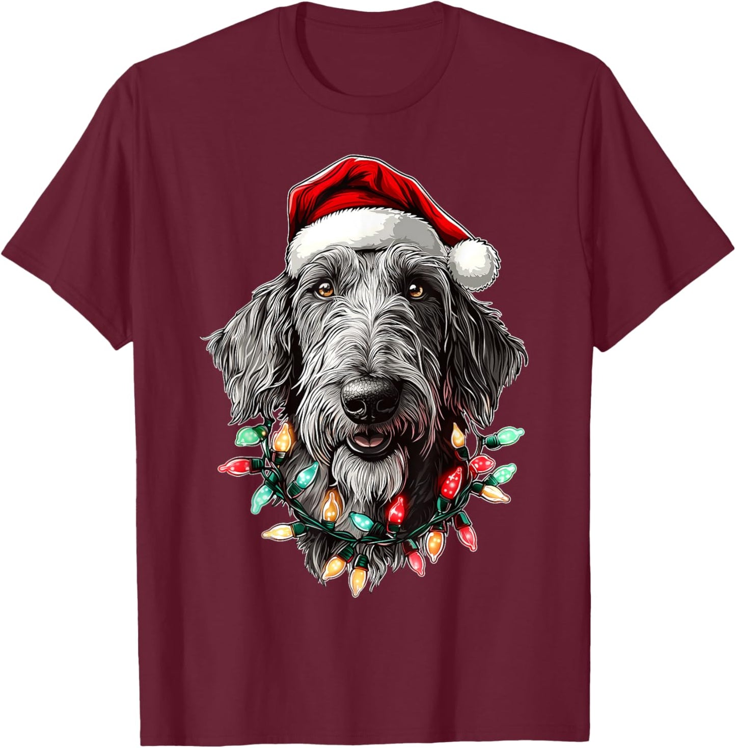 Irish Wolfhound Dog Christmas Hat Xmas Women Kids T-Shirt - T-Shirt | Maroon