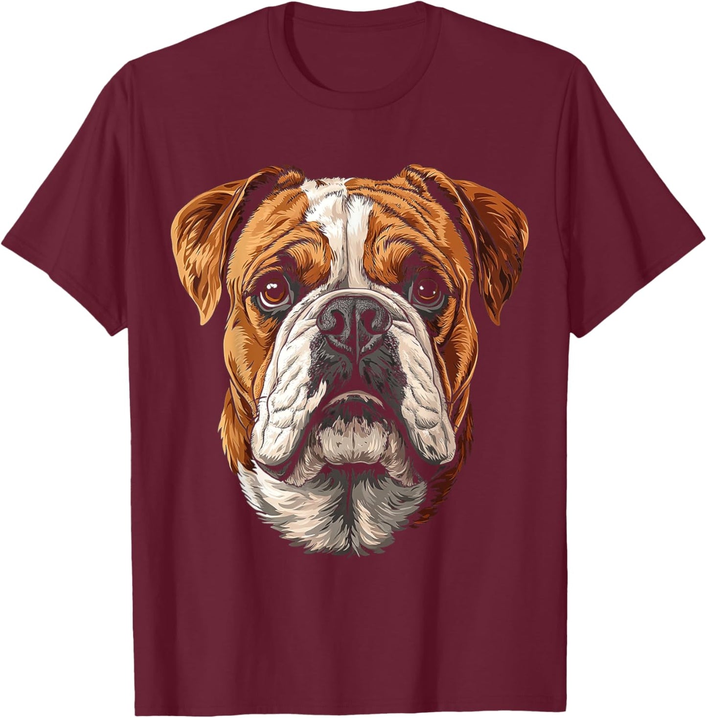 British Bulldog Dog Graphic Pet Art British Bulldog Men Women Kids T-Shirt - T-Shirt | Maroon
