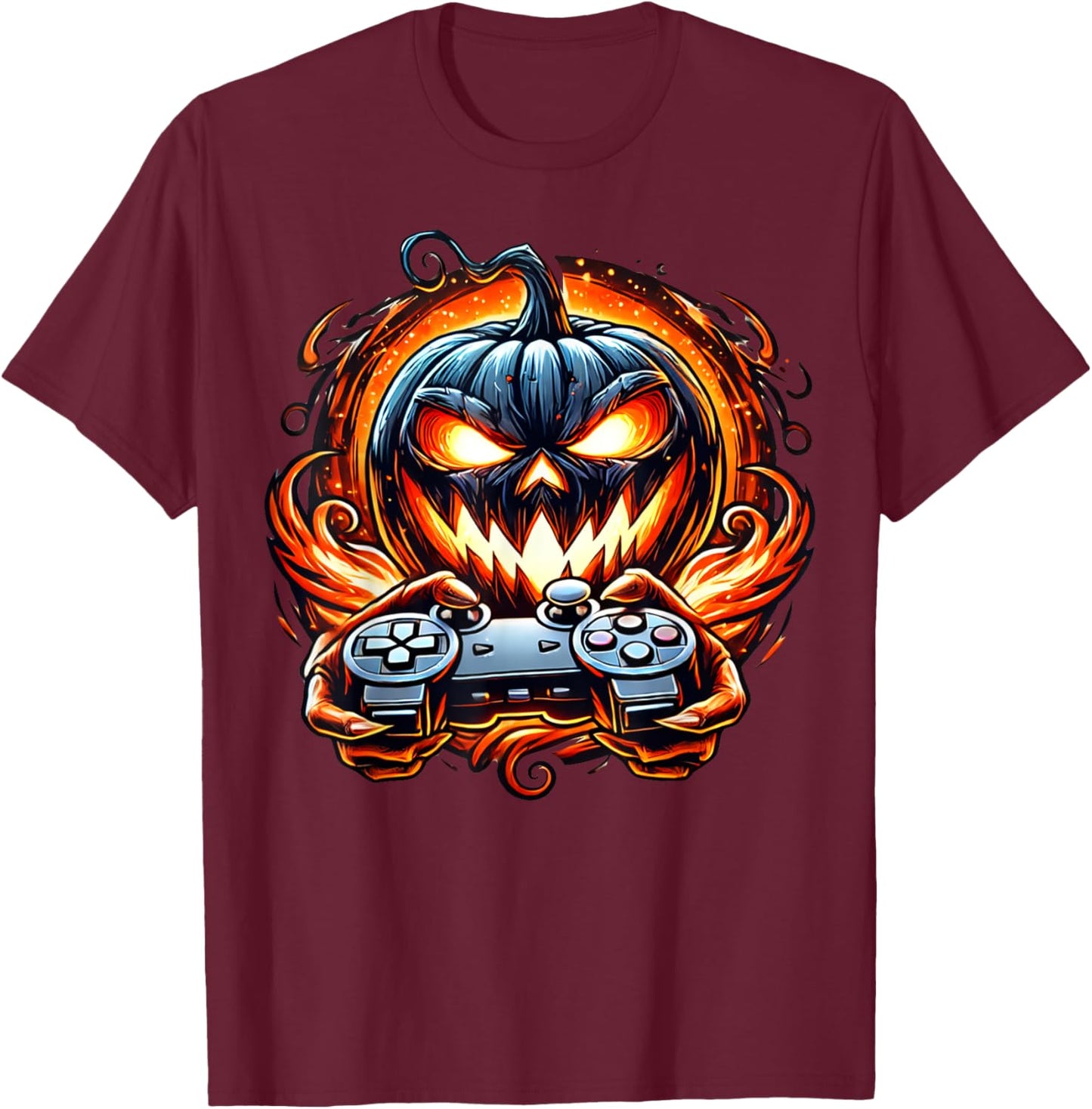 Halloween Gamer Gaming Pumpkin Boys Halloween Costume T-Shirt - T-Shirt | Maroon
