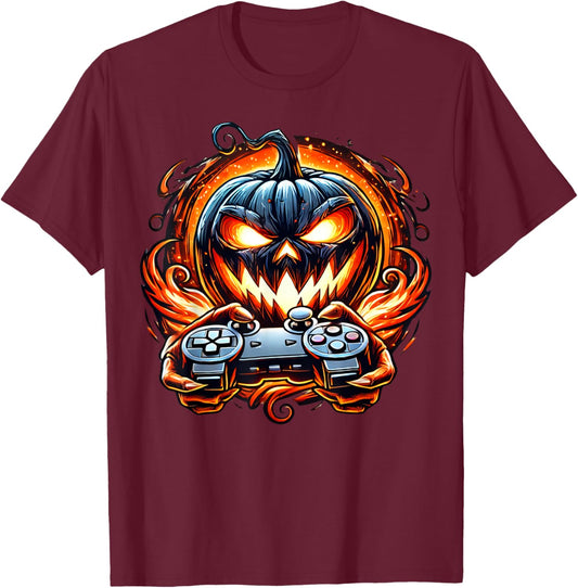 Halloween Gamer Gaming Pumpkin Boys Halloween Costume T-Shirt - T-Shirt | Maroon