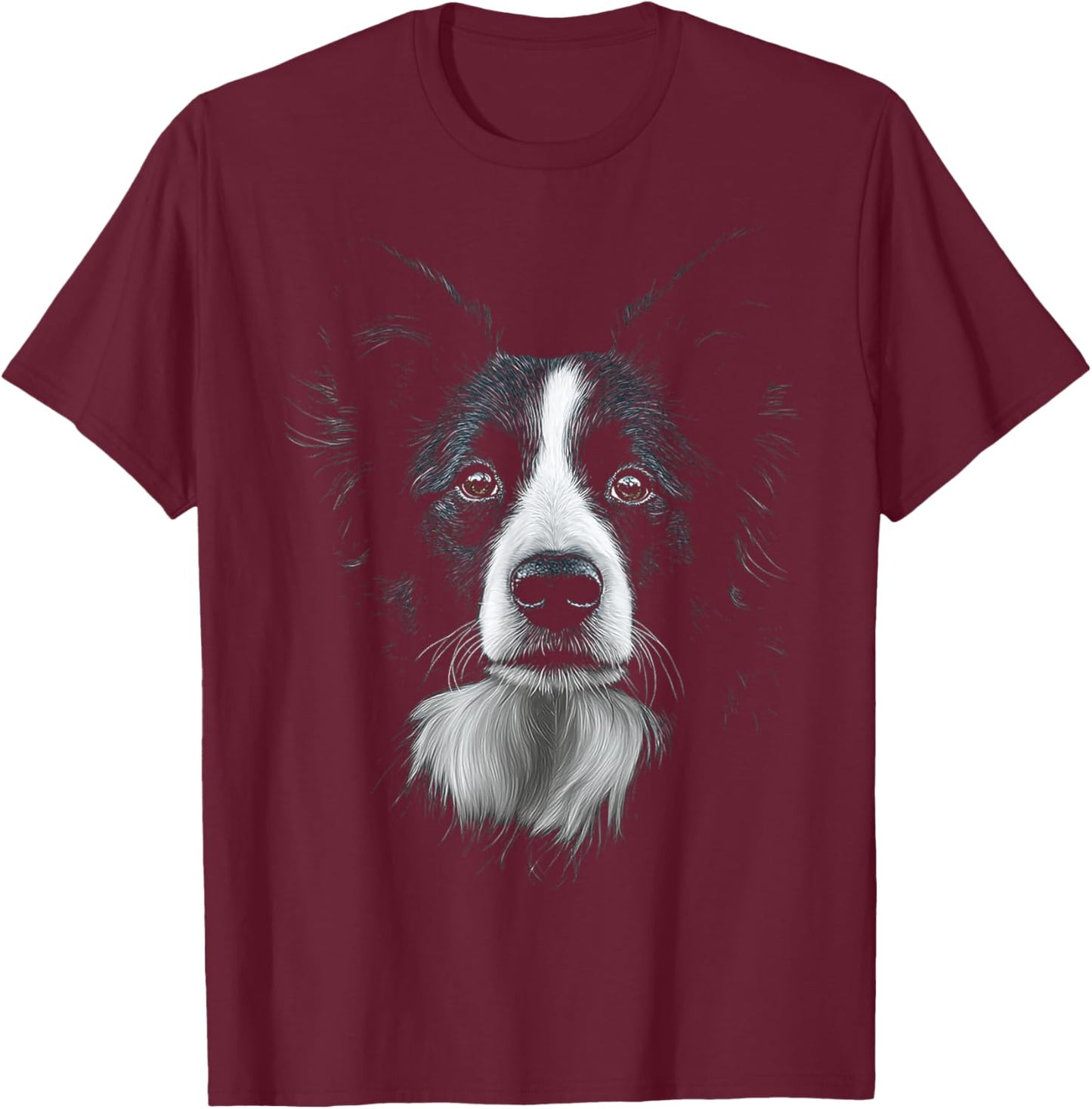 Border Collie Dog Motif Pet Illustration Border Collie T-Shirt - T-Shirt | Maroon
