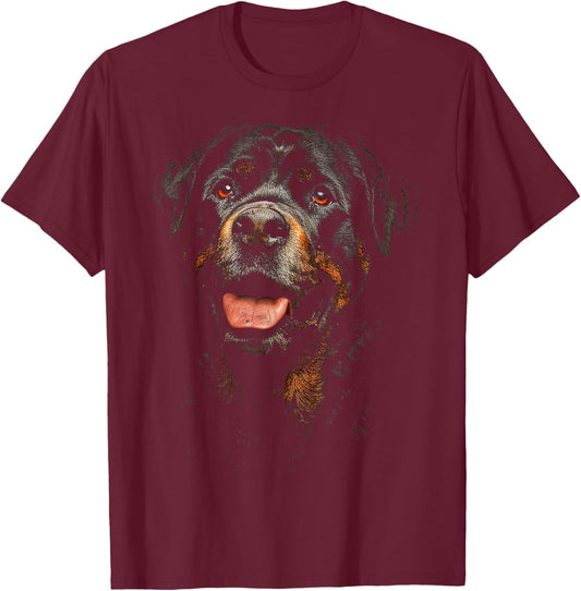 Rottweiler Dog Motif Pet Illustration Rottweiler T-Shirt - T-Shirt | Maroon