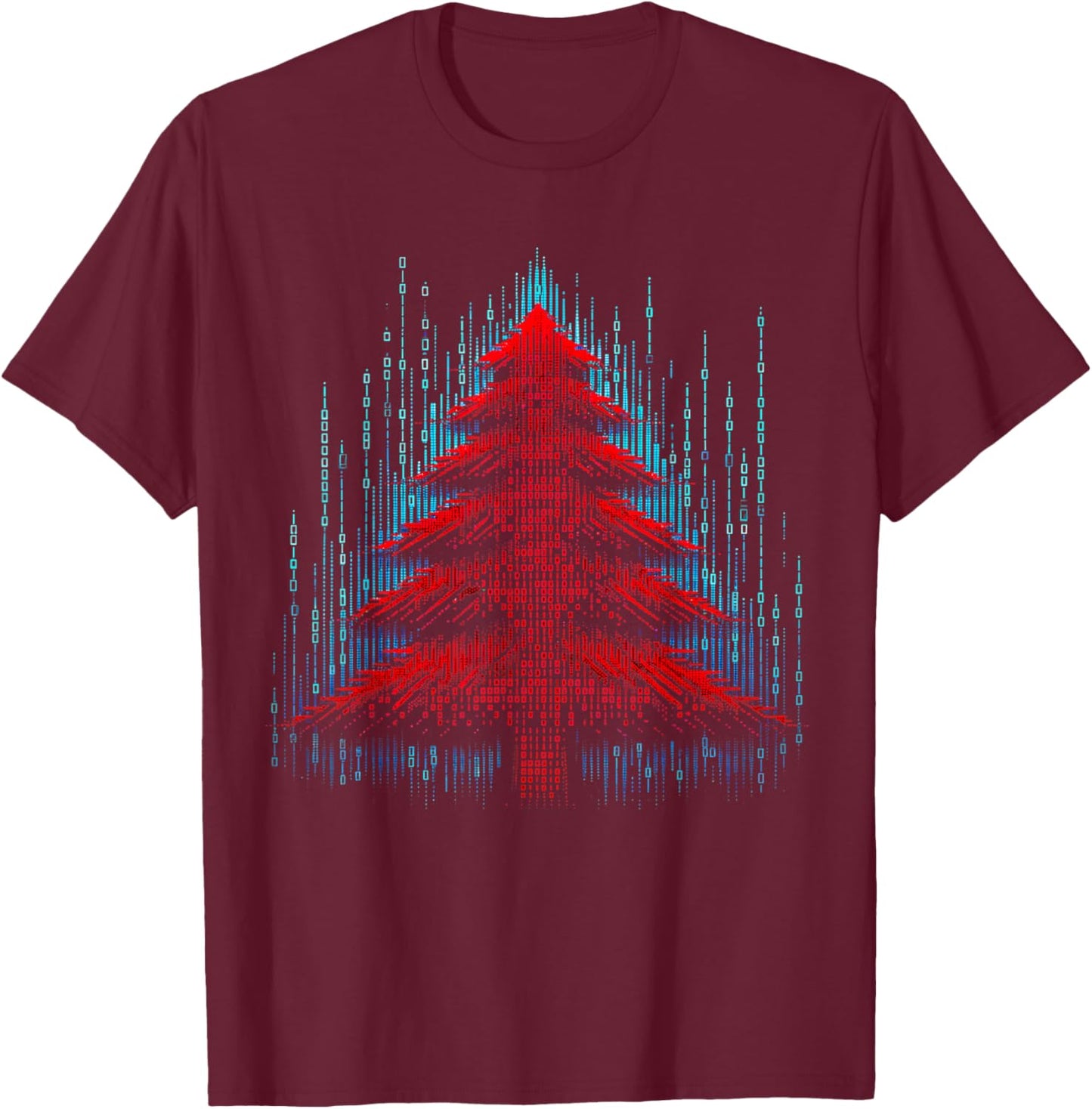 Funny Binary Christmas Tree Computer Programmer Geek for man T-Shirt - T-Shirt | Maroon