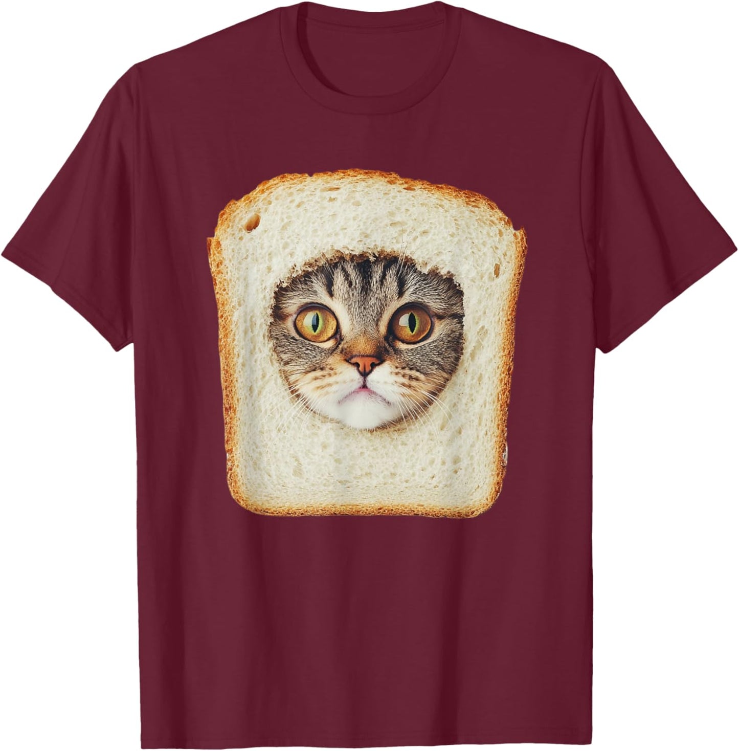 Funny Bread Cat Photo Men Women Kids T-Shirt - T-Shirt | Maroon