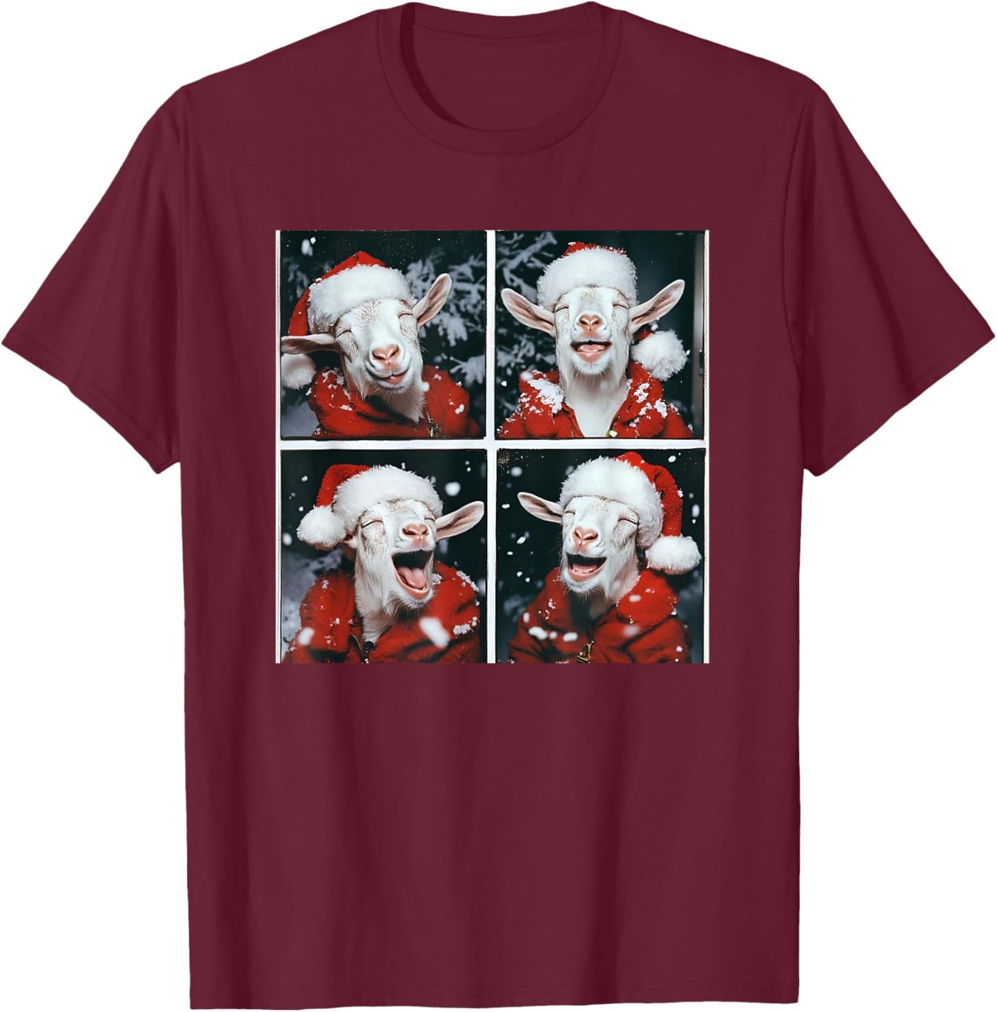 Screaming Christmas Goat Screaming T-Shirt - T-Shirt | Maroon