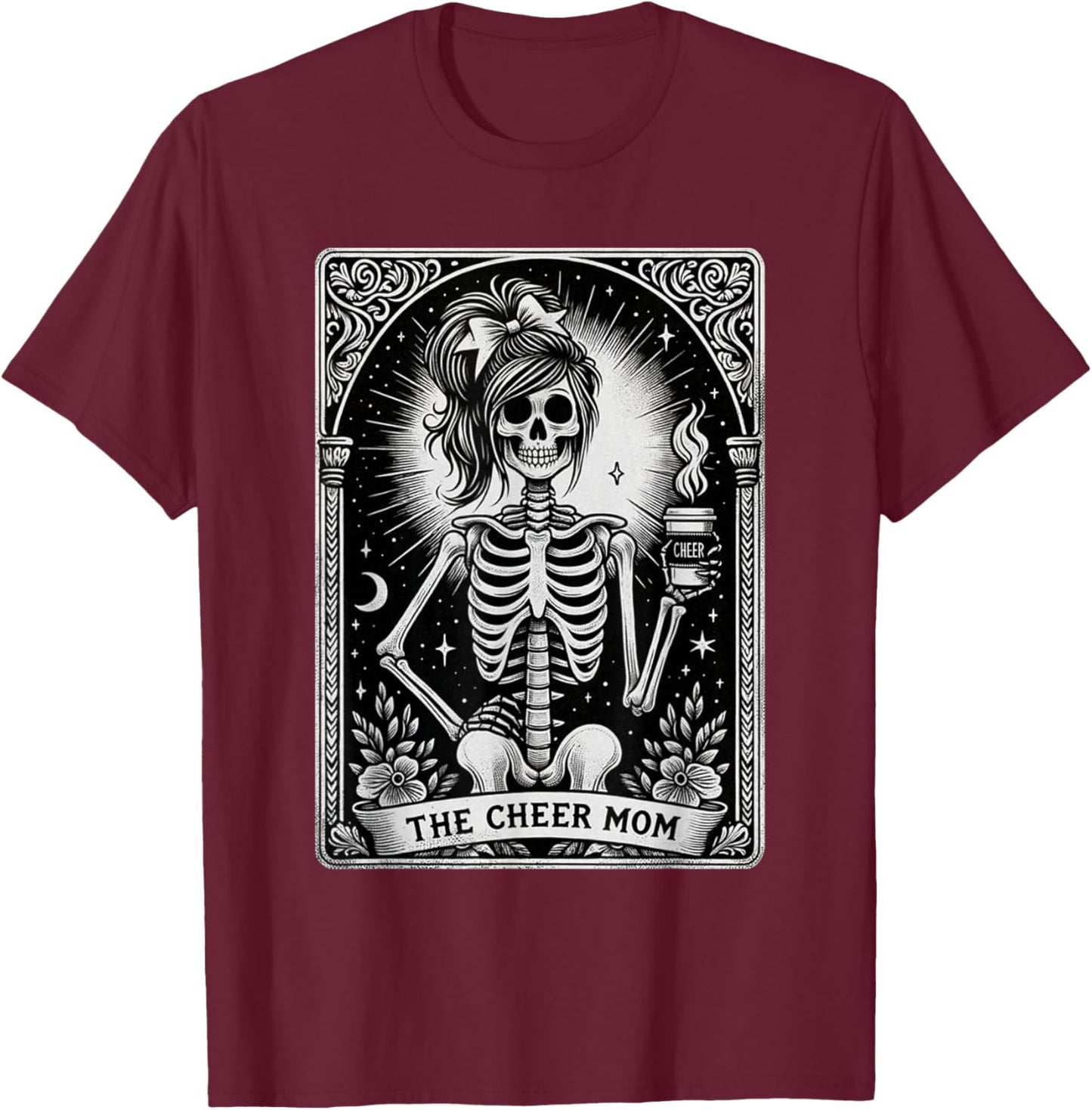 Funny Cheer Mom Halloween, Tarot Card Cheerleading Mom T-Shirt - T-Shirt | Maroon