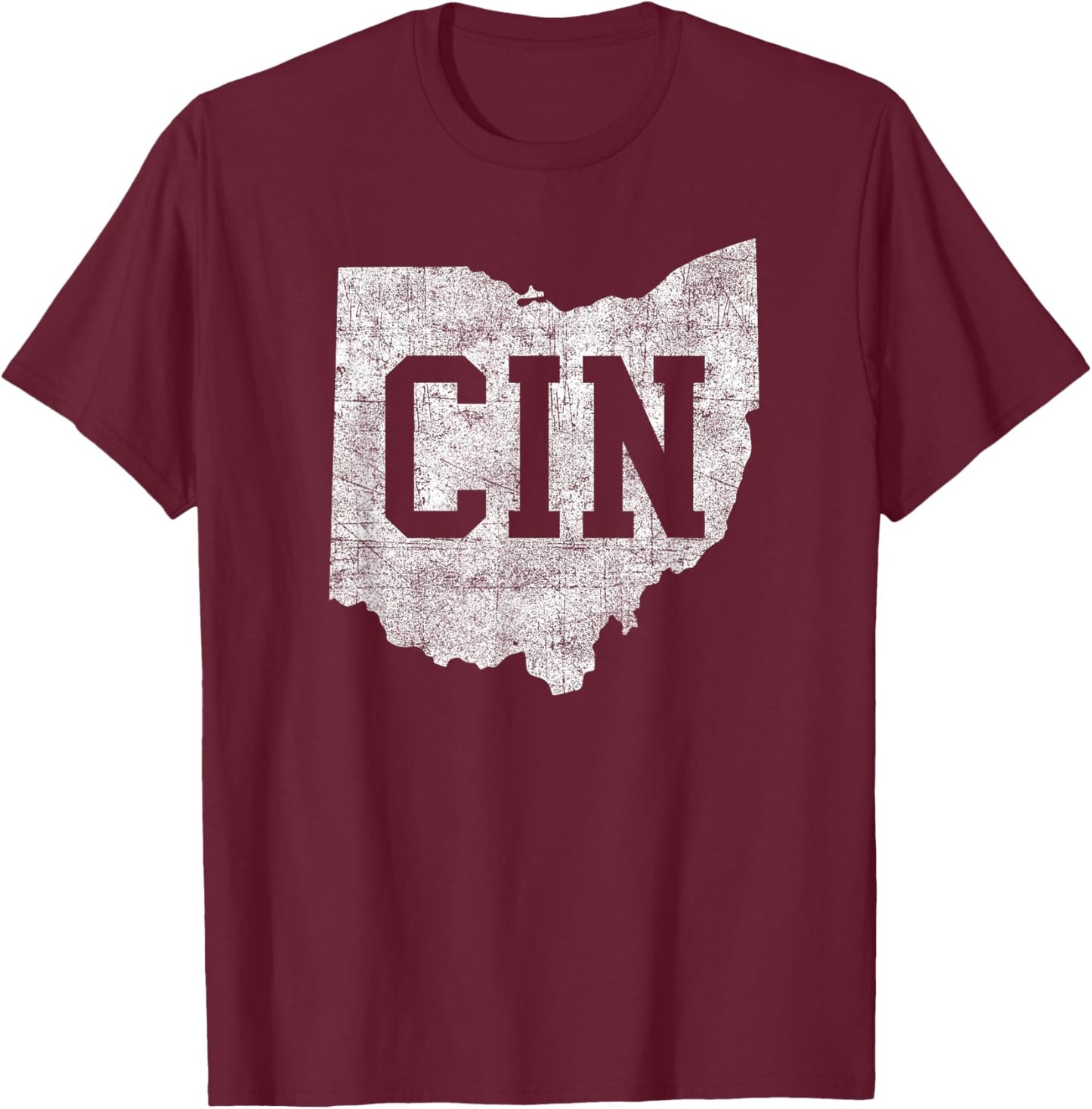 Retro CIN Cincinnati Ohio Travel Souvenir Vintage Style T-Shirt - T-Shirt | Maroon