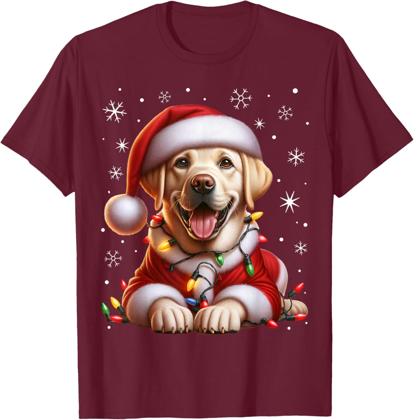 Labrador Santa Claus Costume Labrador Xmas Retriever T-Shirt - T-Shirt | Maroon