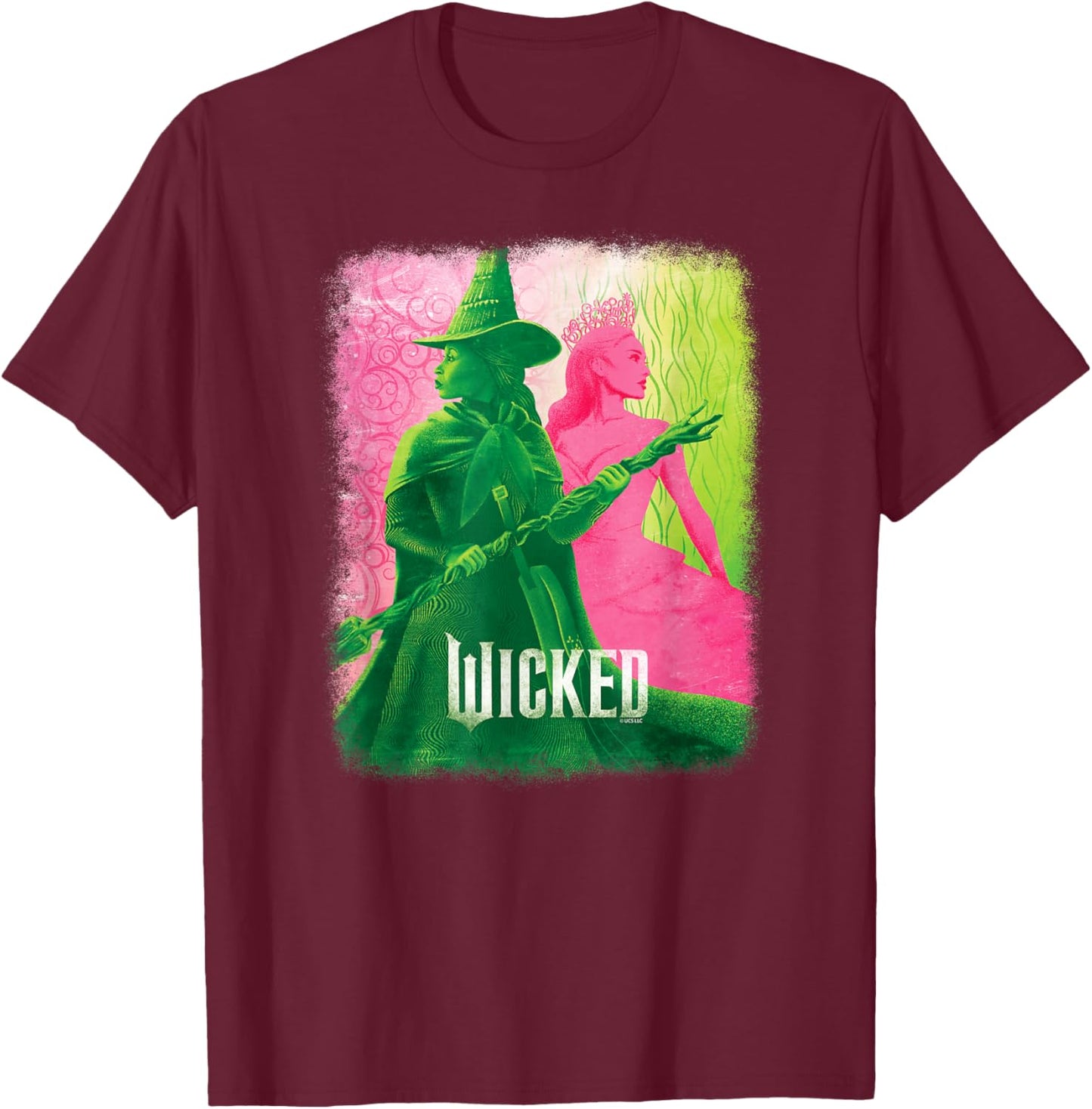 Wicked -Kids Movie Tie-In , Black, Small, Short Sleeve, , Tonal Effect Movie Design T-Shirt - T-Shirt | Maroon