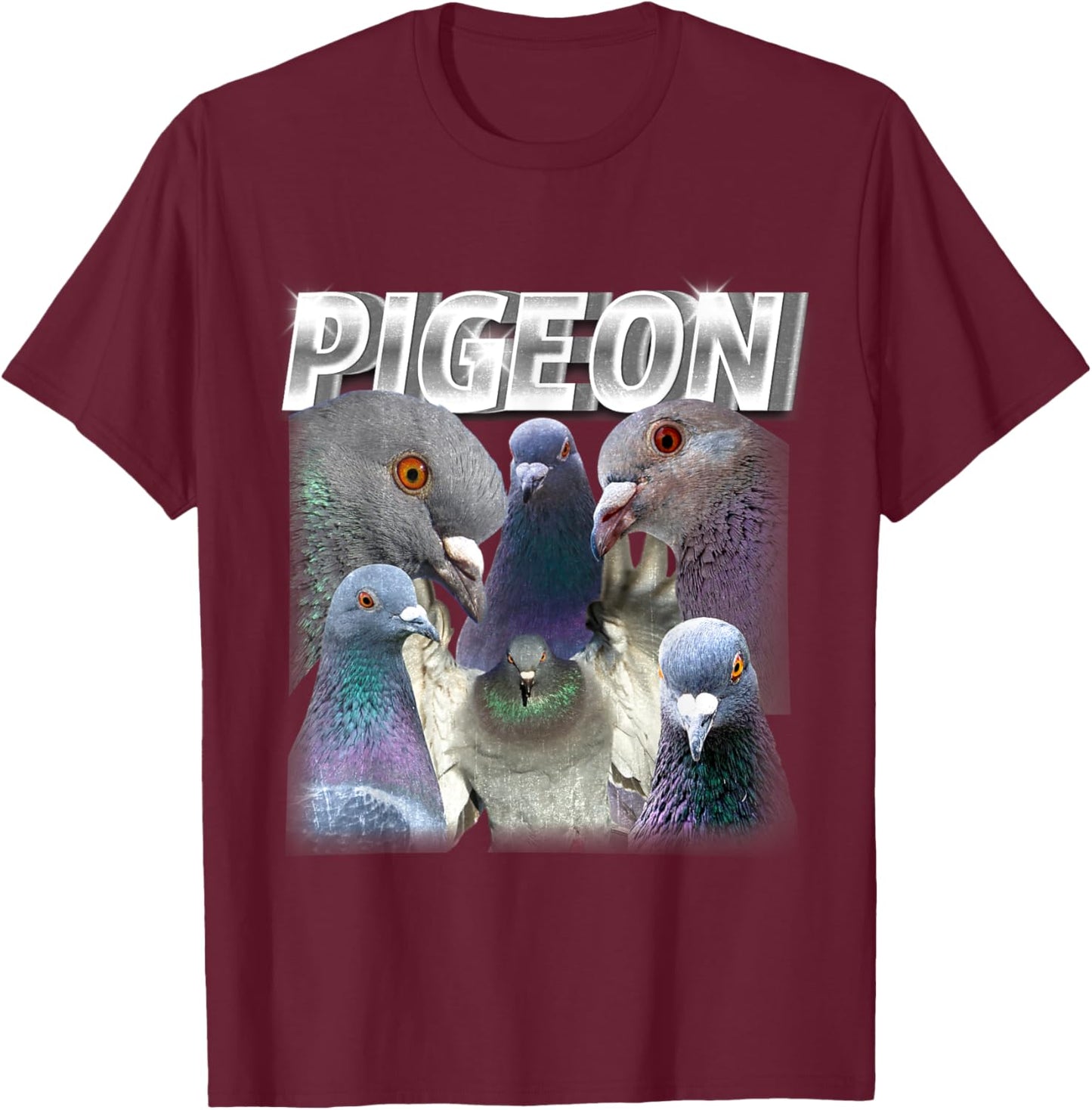 Funny Cute Pigeon Bootleg Rap Vintage Cool Bird 90s 2000s T-Shirt - T-Shirt | Maroon