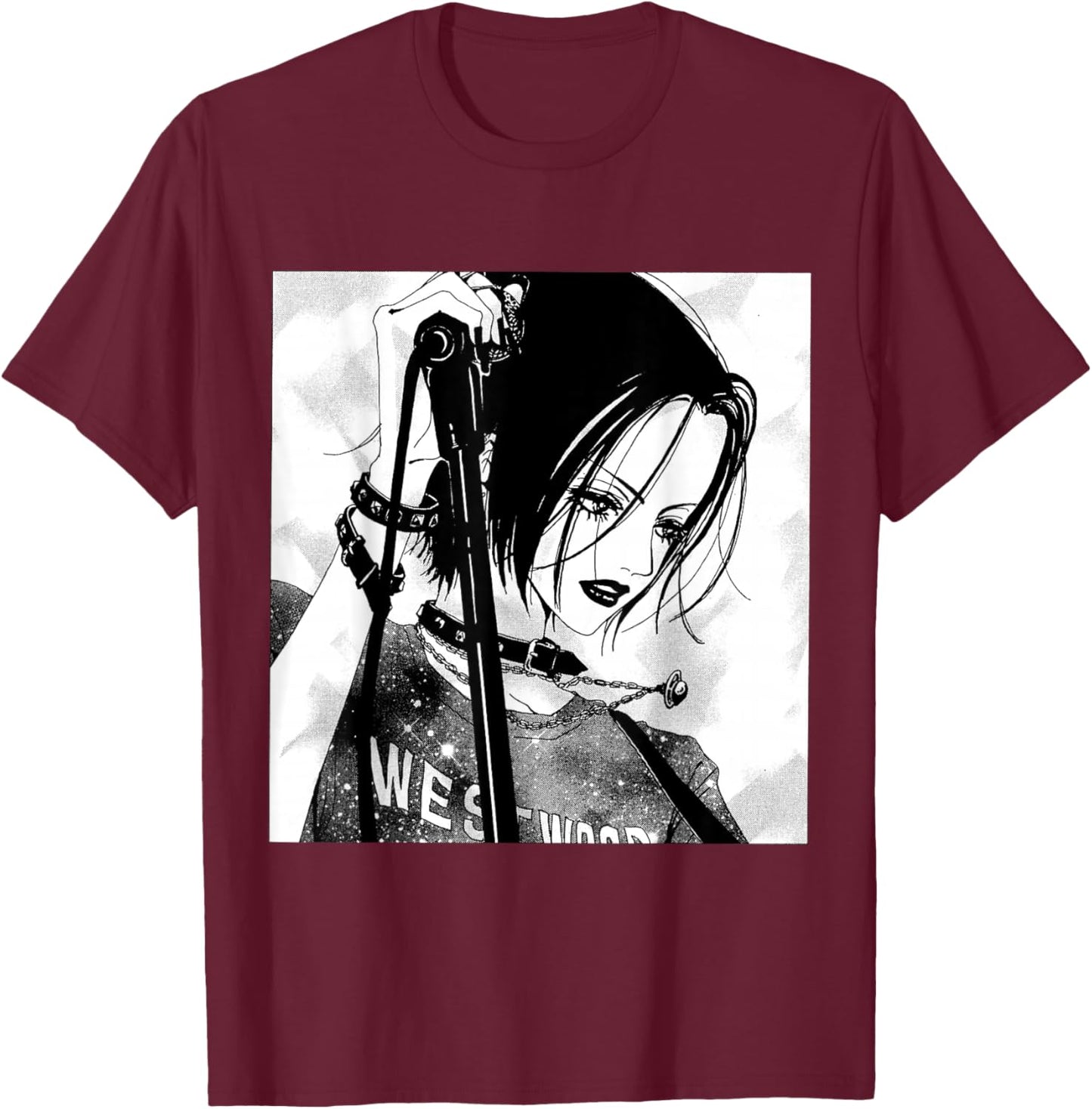 Anime Gothic Girl Aesthetic Soft Grunge Waifu Japanese Otaku T-Shirt - T-Shirt | Maroon