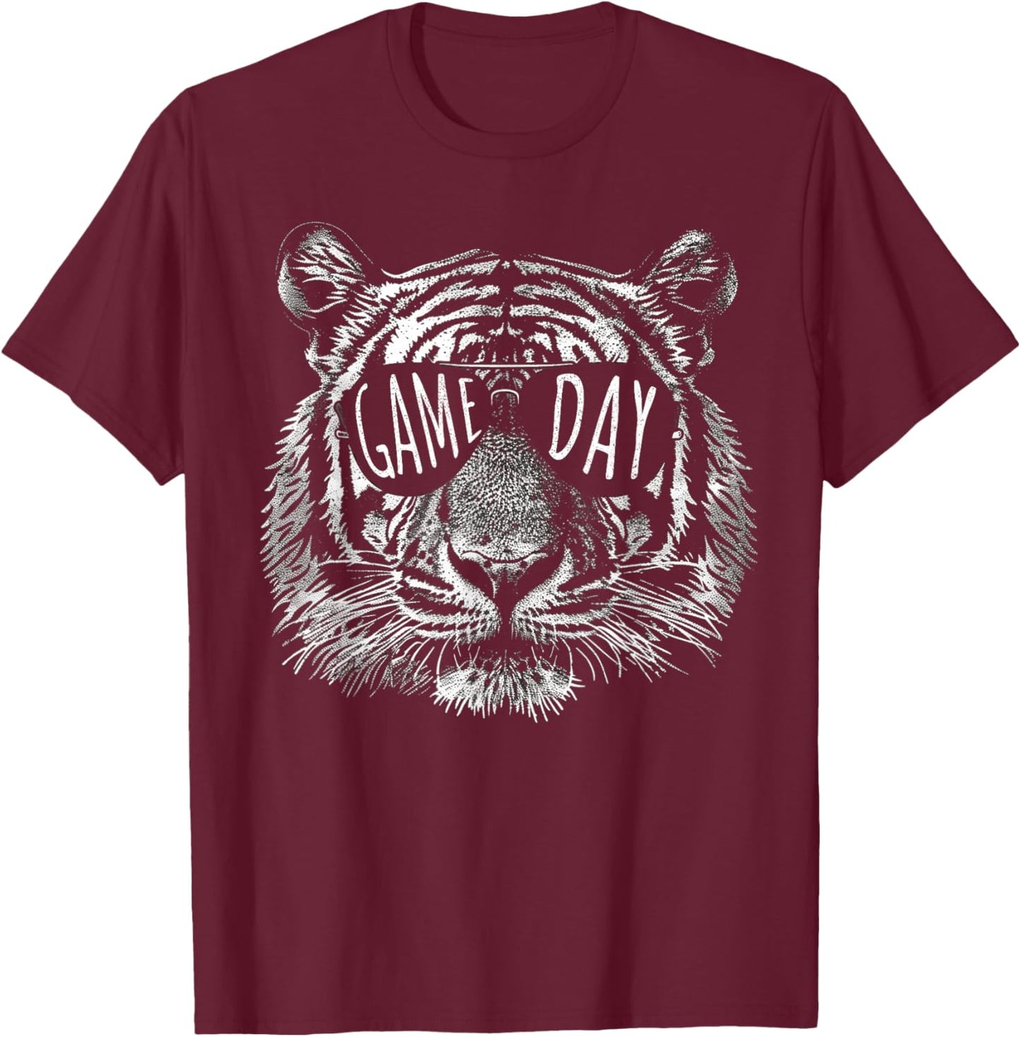 Cool Tiger Sunglasses Sports Fan Gift Game Day Fun Tiger The T-Shirt - T-Shirt | Maroon