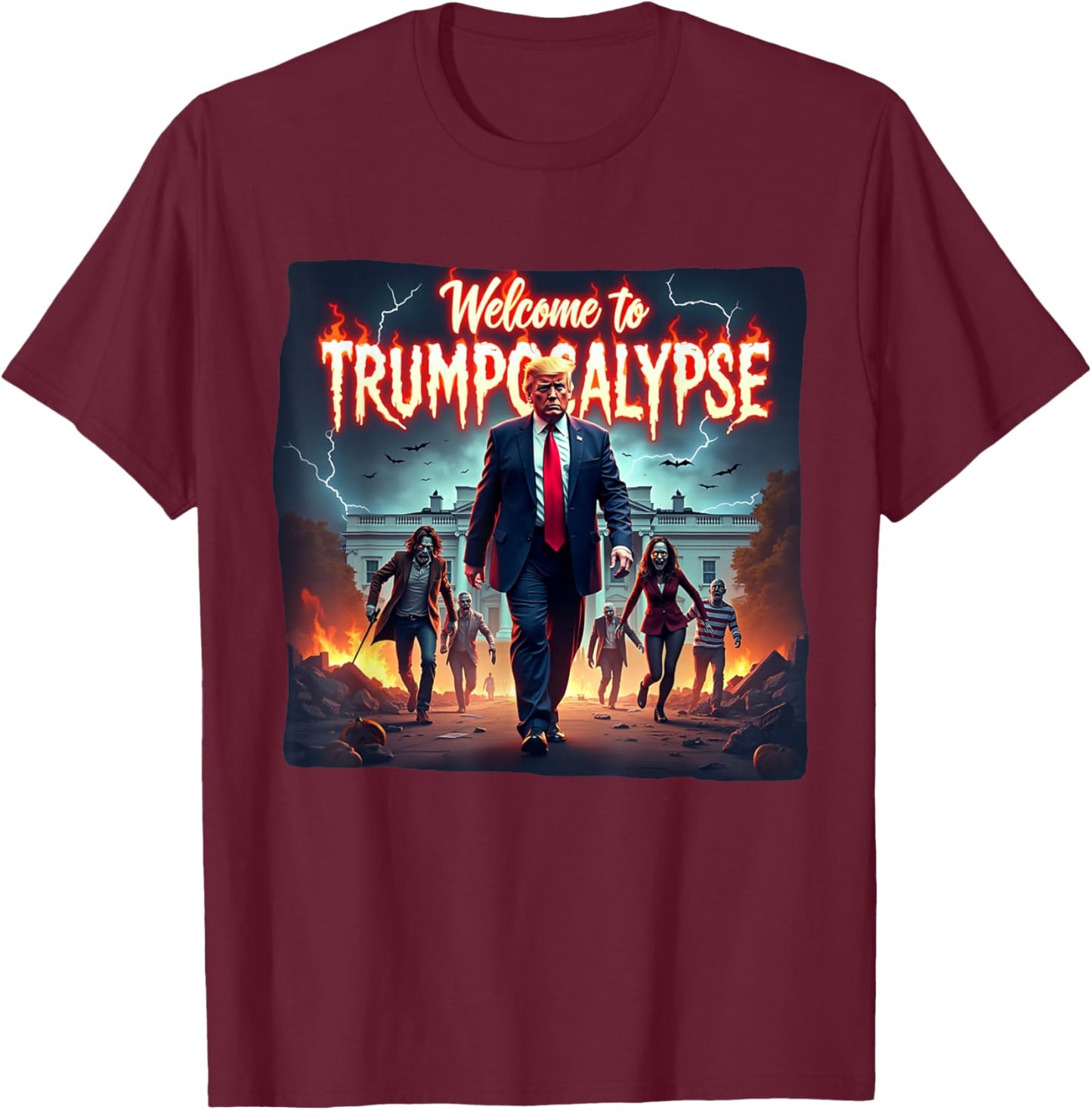 Welcome to Trump-ocalypse funny Donald Trump Halloween T-Shirt - T-Shirt | Maroon