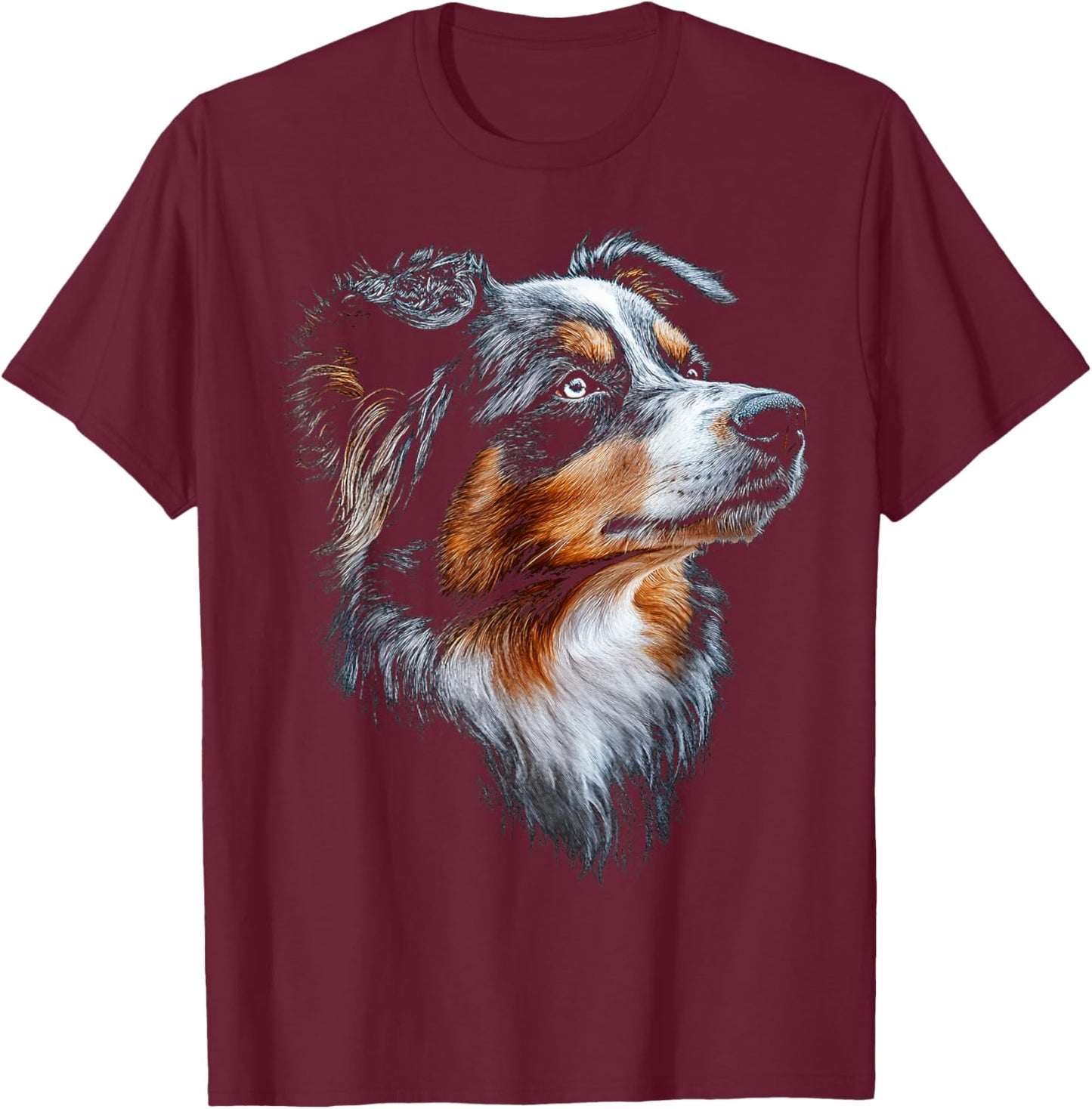 Australian Shepherd Dog Pet Artwork Australian Shepherd T-Shirt - T-Shirt | Maroon
