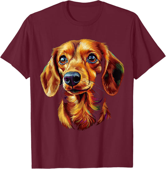 Dachshund Dog Graphic Pet Art Dachshund Women Kids T-Shirt - T-Shirt | Maroon