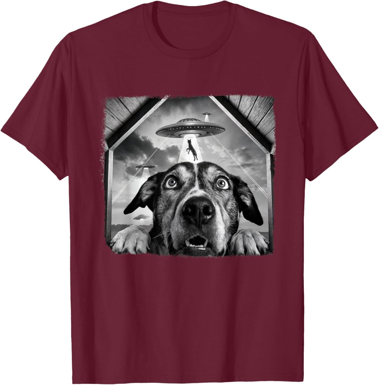 Dog Abducted By Aliens Funny Halloween Ufo Dog Mom Dad Women T-Shirt - T-Shirt | Maroon
