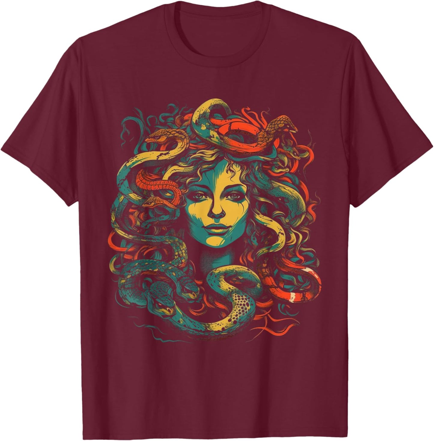Medusa Occult Scary Dark Grunge Art Gothic T-Shirt - T-Shirt | Maroon