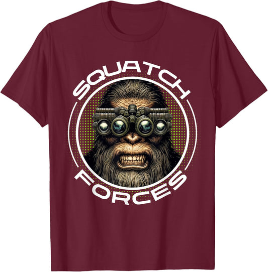Tactical Sasquatch Squatch Forces Special Forces T-Shirt - T-Shirt | Maroon
