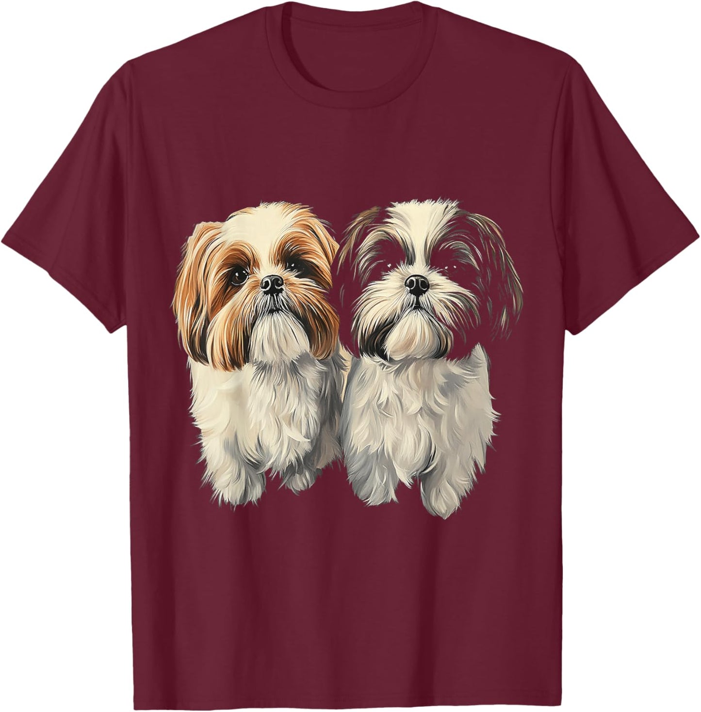 Shih Tzu Dog Motif Pet Artwork Shih Tzu T-Shirt - T-Shirt | Maroon