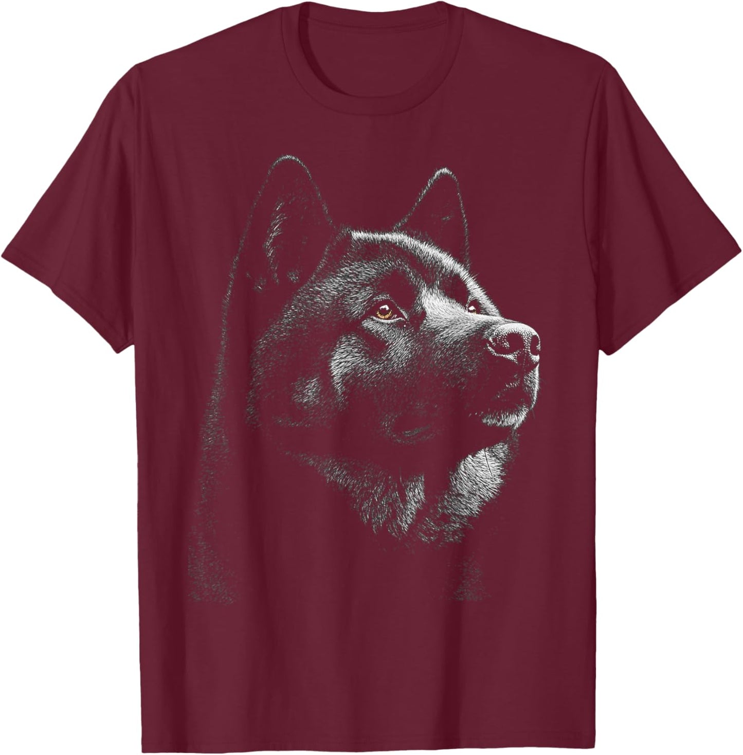 Akita Dog Graphic Pet Illustration Akita T-Shirt - T-Shirt | Maroon
