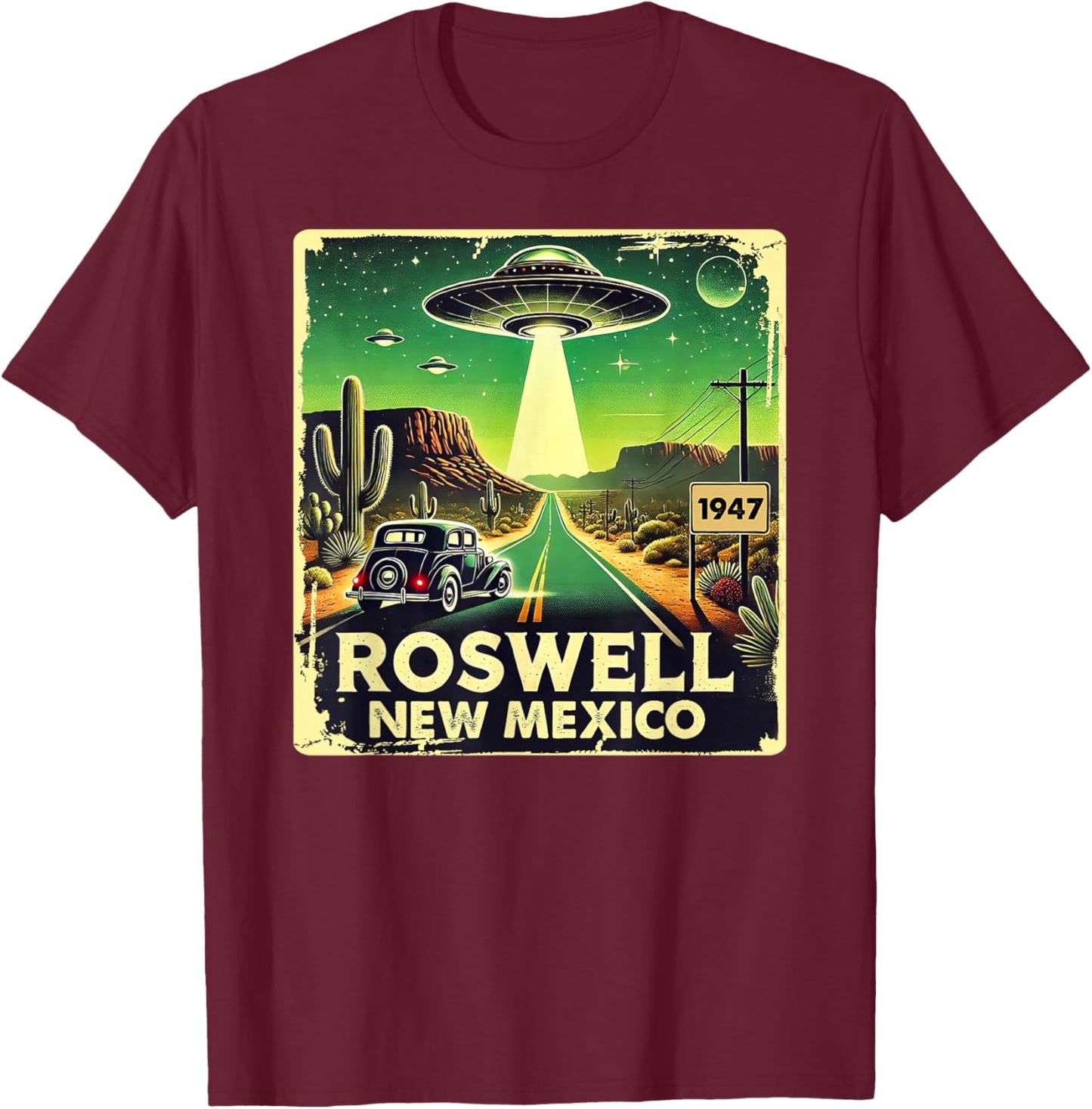 Roswell New Mexico Alien T-Shirt - T-Shirt | Maroon