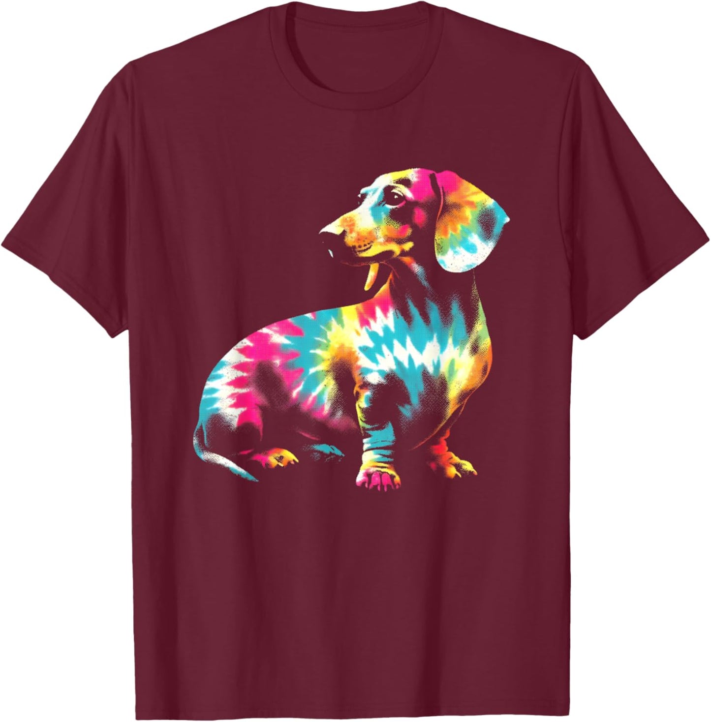 Dachshund Tie Dye - Vintage Dachshund Dog Breed Lover T-Shirt - T-Shirt | Maroon