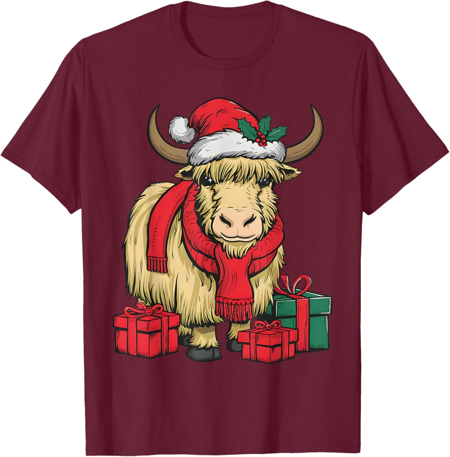 Funny Yak Lover Xmas Holiday Santa Yak Christmas T-Shirt - T-Shirt | Maroon