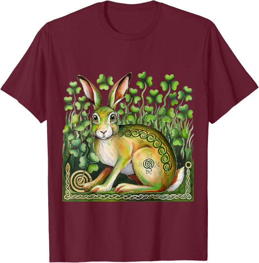St Patrick's Day Irish Hare traditional Rabbit Celtic Knot T-Shirt - T-Shirt | Maroon