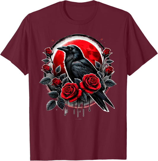 Crow Witch Witchcraft Goth Gothic T-Shirt - T-Shirt | Maroon