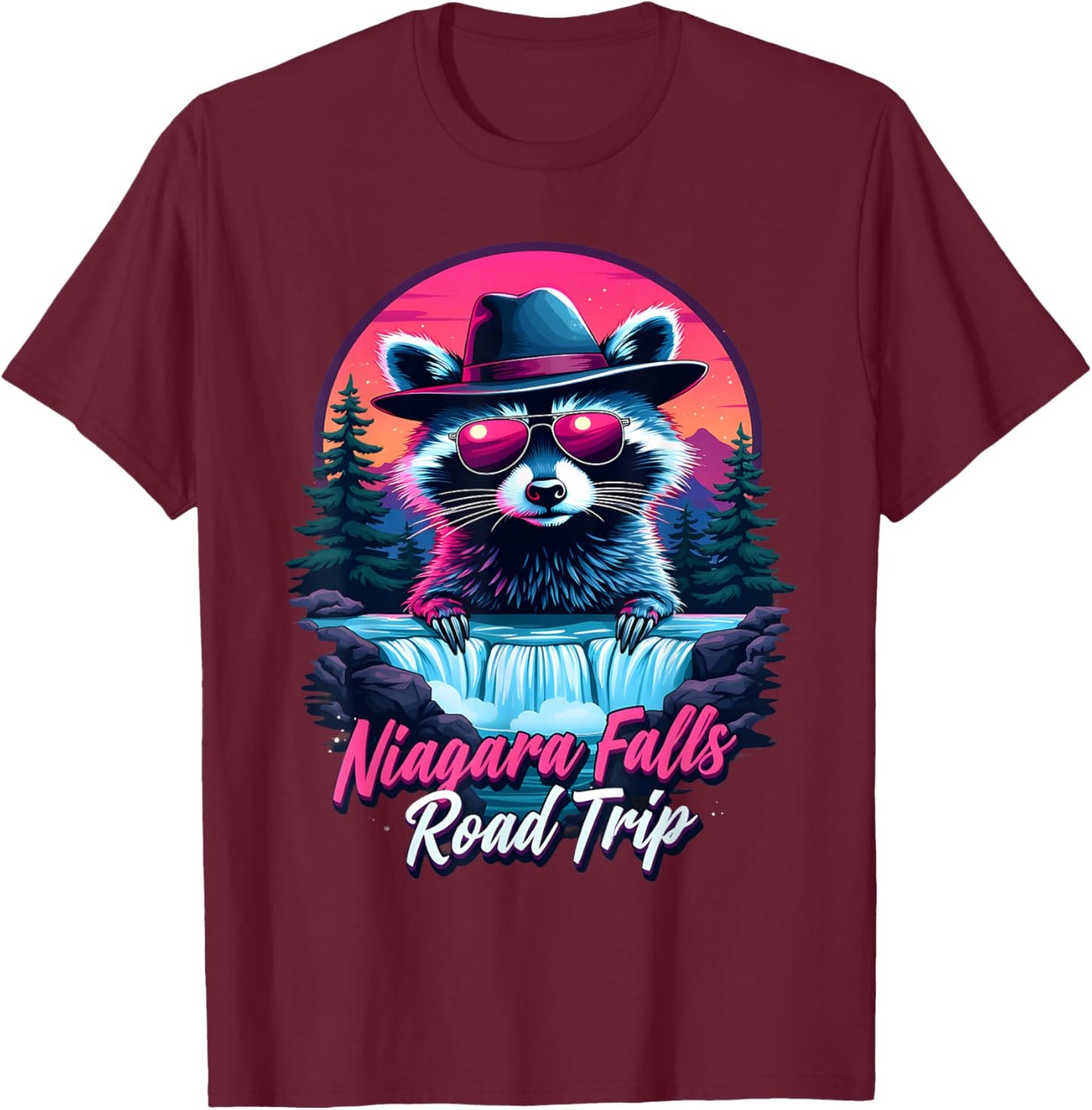 Road Trip Squad Niagara Falls Souvenirs Family Raccoon T-Shirt - T-Shirt | Maroon