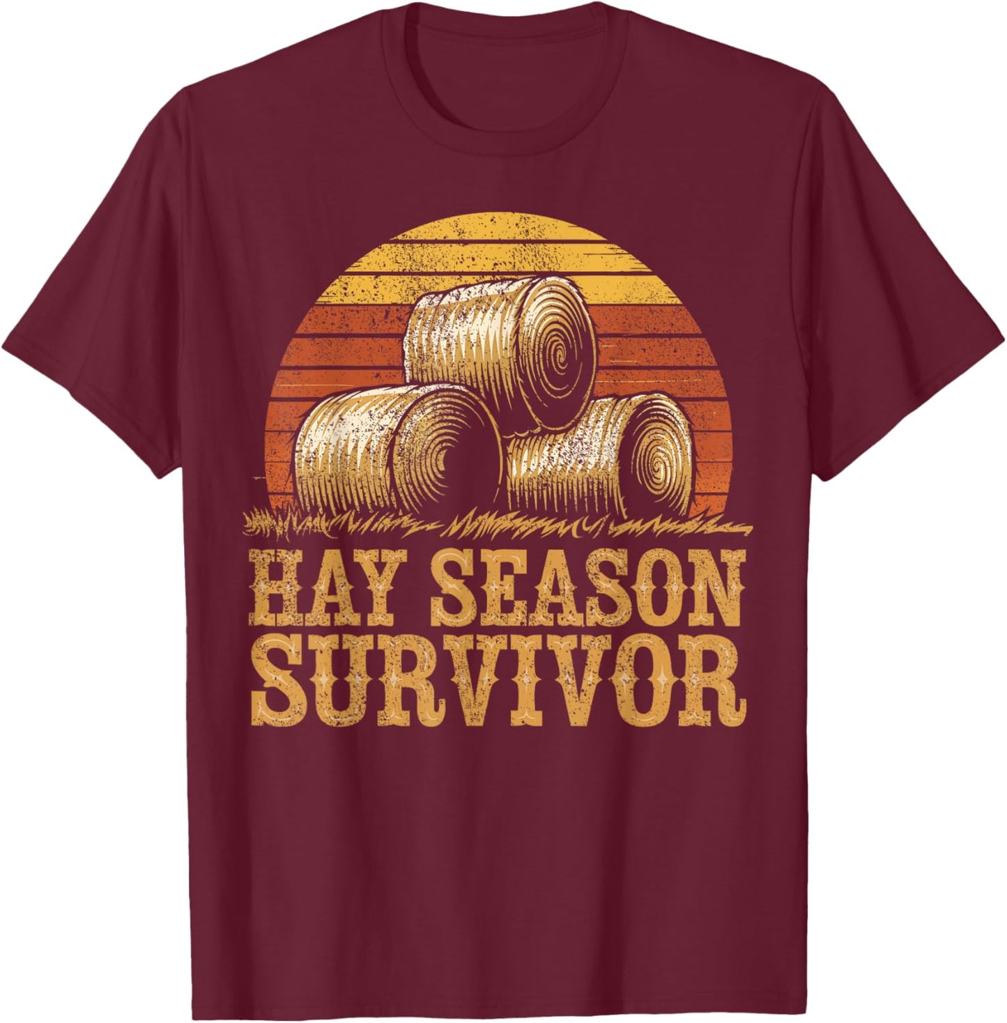 Farming Hay Season Hay Farmer T-Shirt - T-Shirt | Maroon