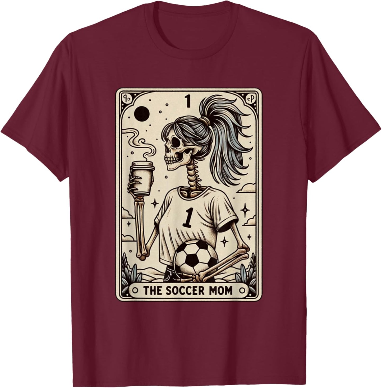 Soccer Mom Tarot Card, Vintage Halloween Soccer Mama T-Shirt - T-Shirt | Maroon