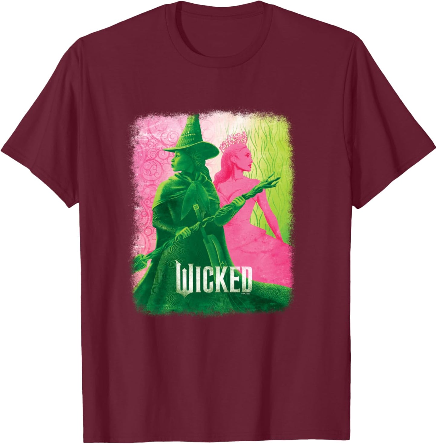 Wicked Elphaba & Glinda Tonal T-Shirt - T-Shirt | Maroon
