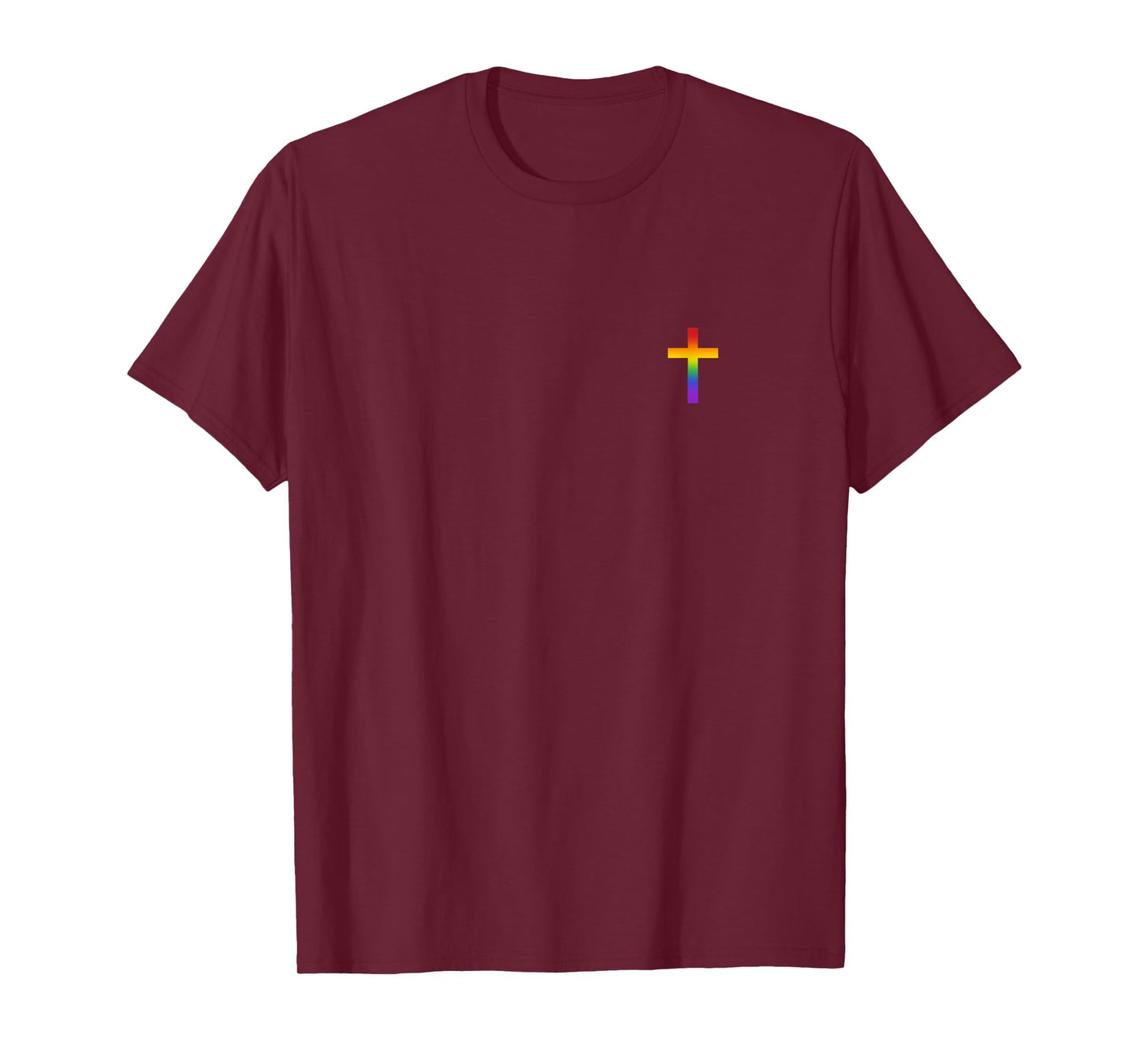 Small Rainbow Cross LGBTQ Christian Pride Flag Religious T-Shirt