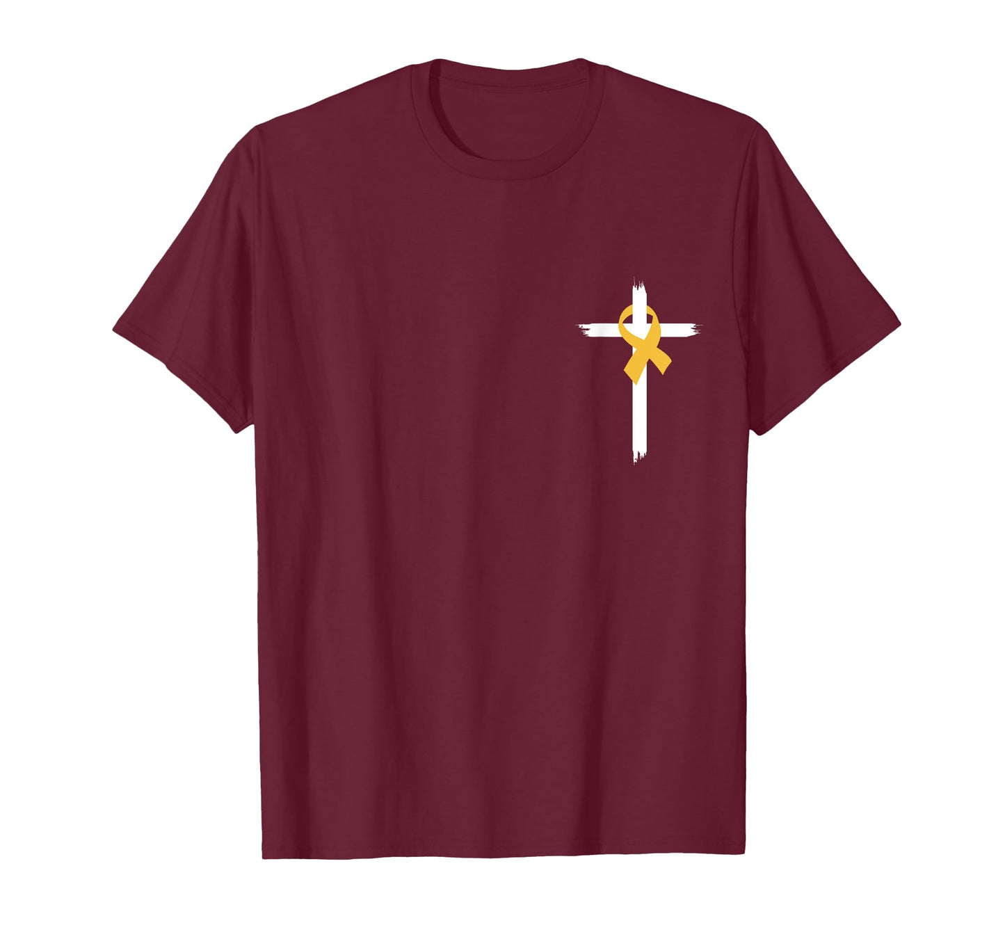 Christian Cross Jesus Gold Ribbon Childhood Cancer Awareness T-Shirt