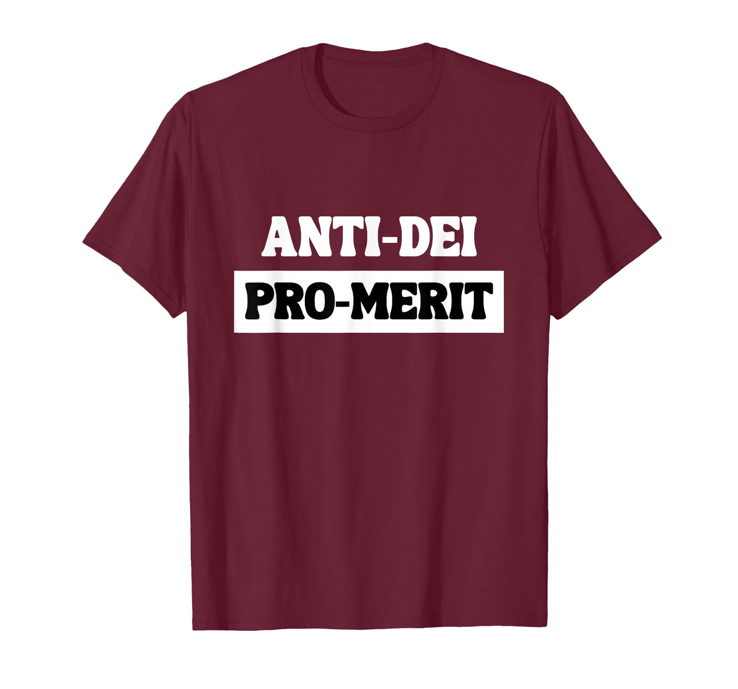 Anti DEI Pro Merit Funny Bold Typography Statement T-Shirt