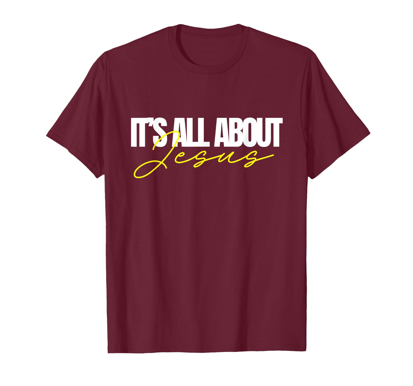 KM Ministries It's All About Jesus Unisex T-Shirt Black Small Modern Crew Neck Short Sleeve Letter Print T-Shirt