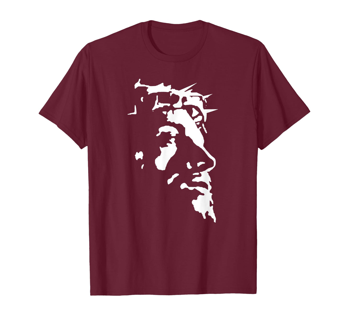 Funny Jesus Christ Face With Crown Of Thorns Passion Stencil T-Shirt