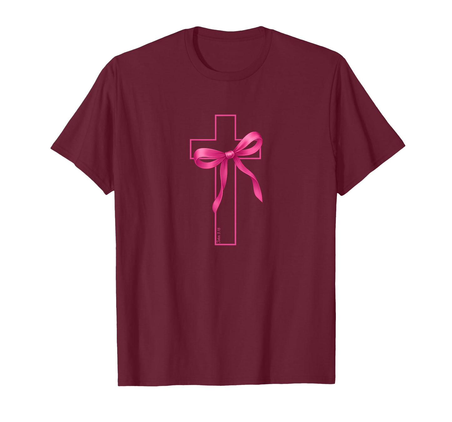 Pink Ribbon Cross Breast Cancer Awareness Christian T-Shirt