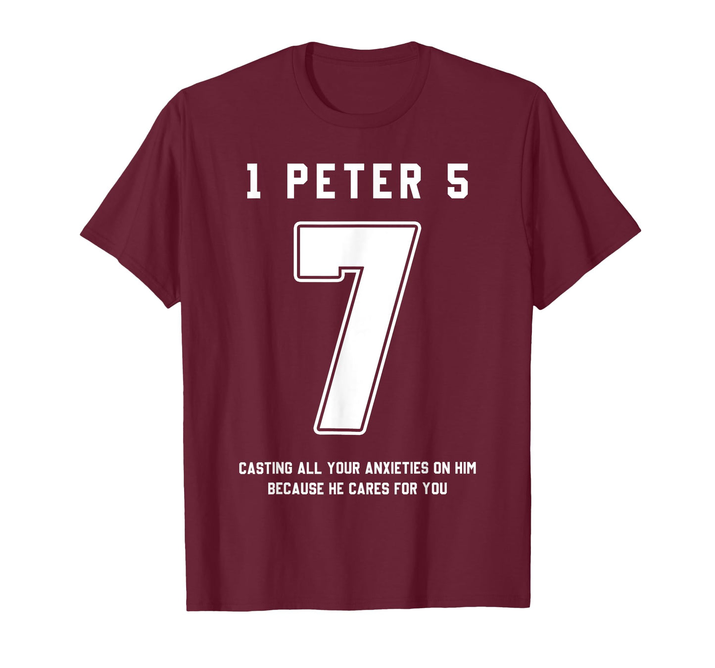 1 Peter 5:7 Bible Verse Team Sports Jersey Christian T-Shirt