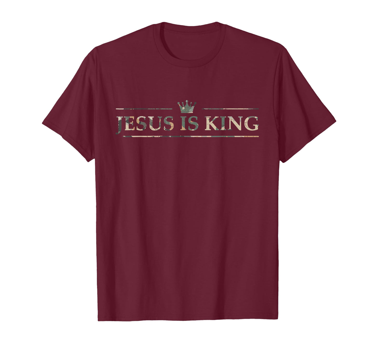 Vintage Camo Christian Jesus is King Design Crown Camo T-Shirt