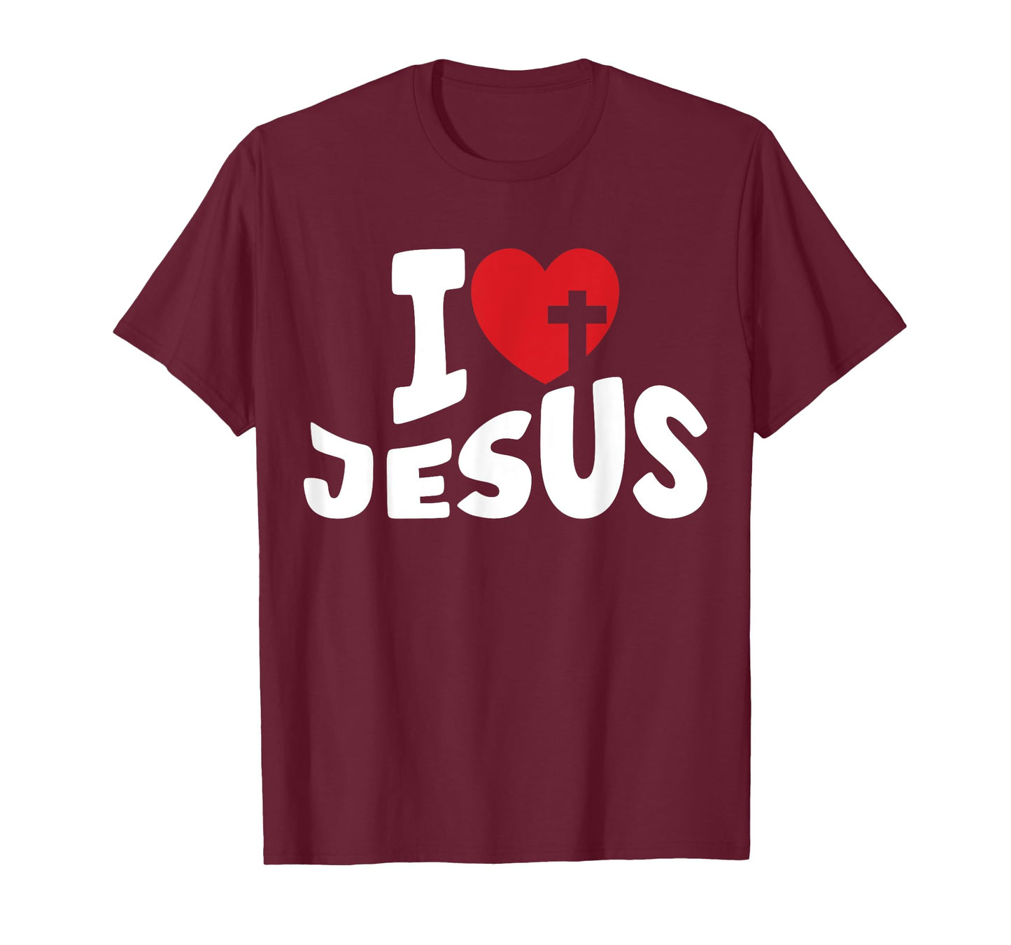 I Love Jesus Heart Cross Christian Kids Women Church God T-Shirt