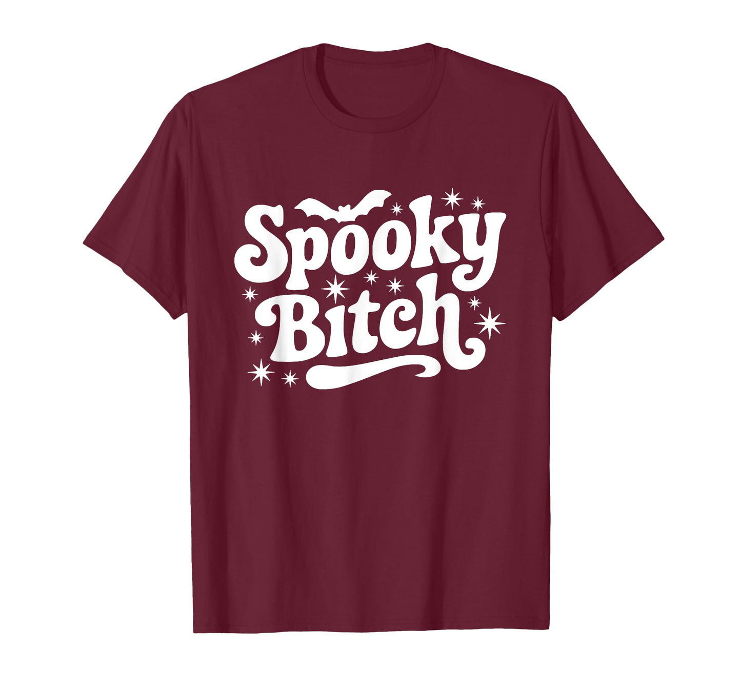 Spooky Bitch Retro Halloween Witch Quote Saying Bats Gift T-Shirt