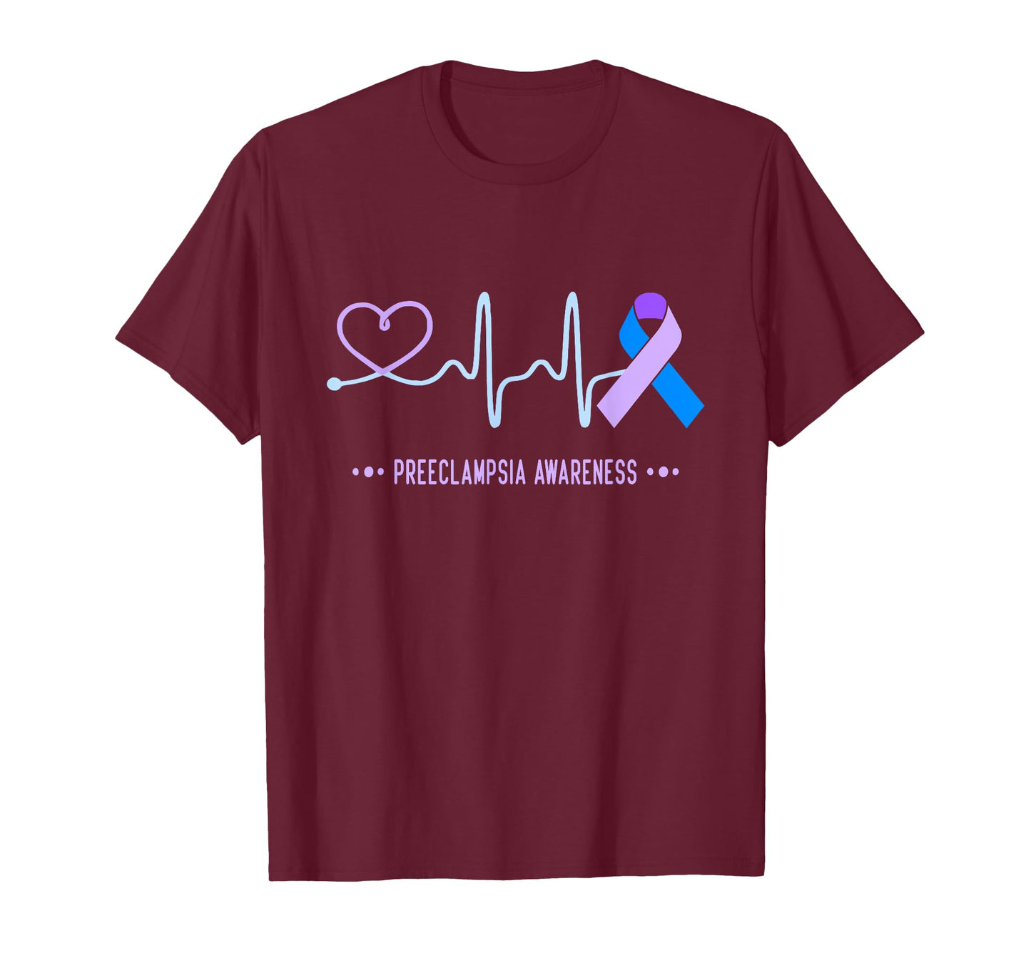 Preeclampsia Awareness Heartbeat Ribbon T-Shirt