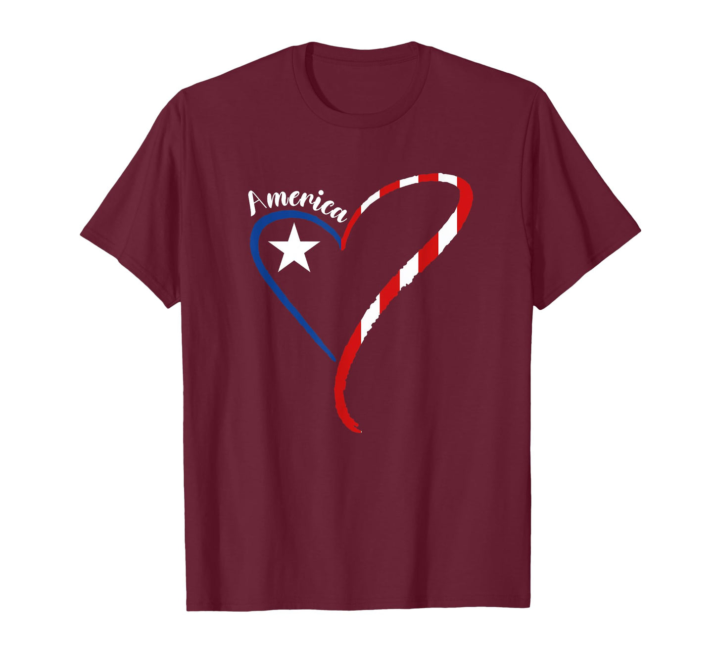 America Heart American Flag 4th of July USA Patriotic T-Shirt for Women Men