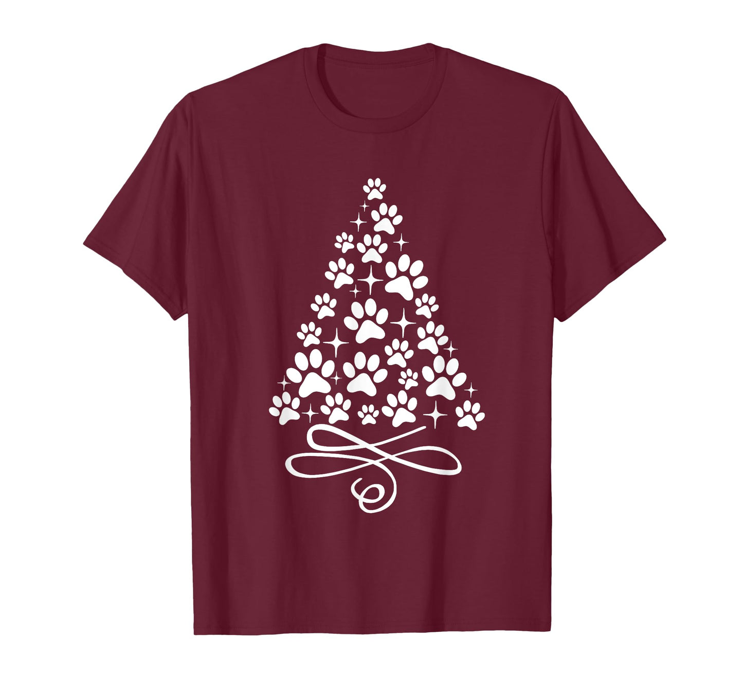 Dog Cat Paw Print on Christmas Tree T-Shirt for Men Women Kids