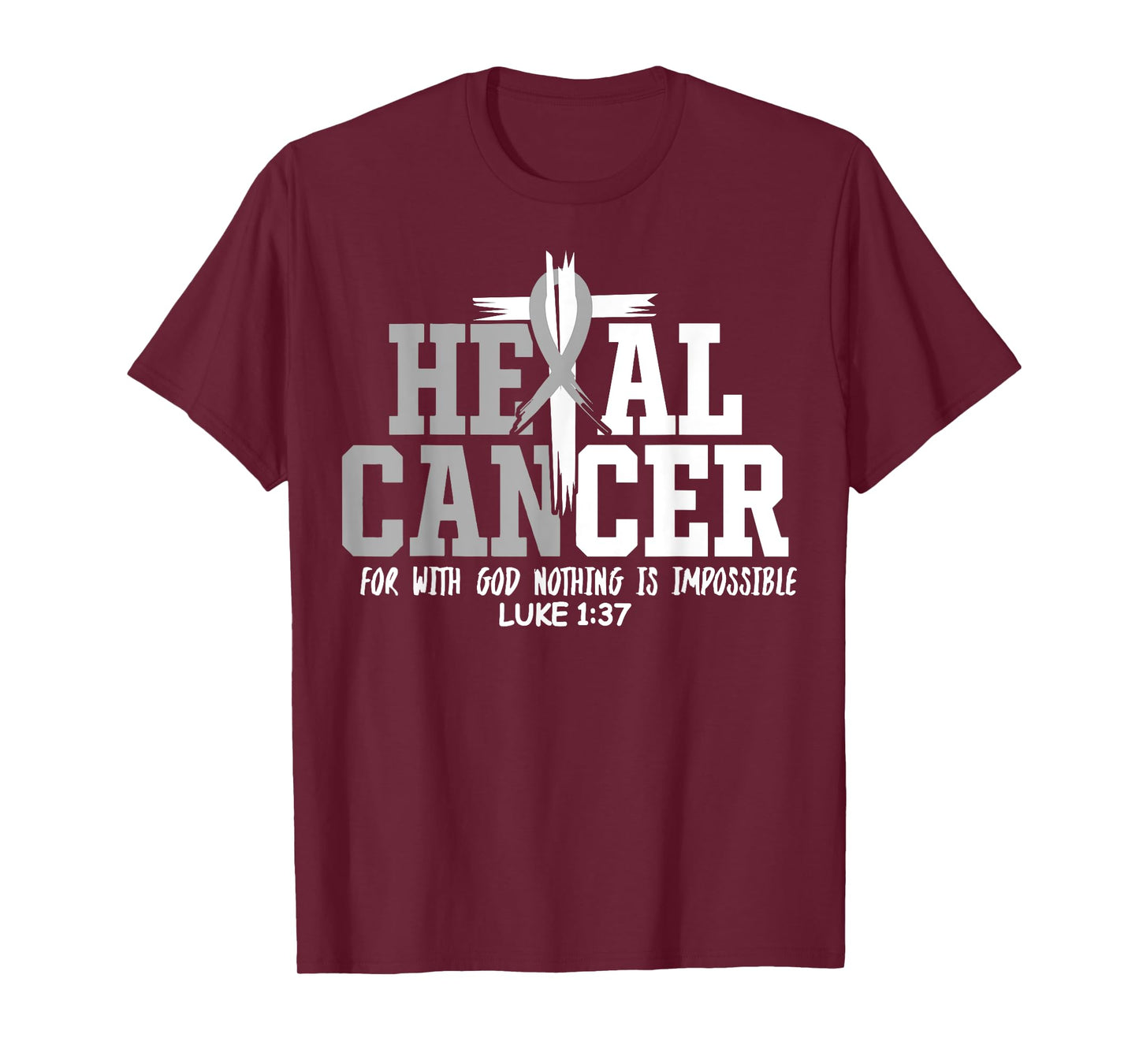 Heal Cancer Believe God Christian Brain Cancer Awareness T-Shirt