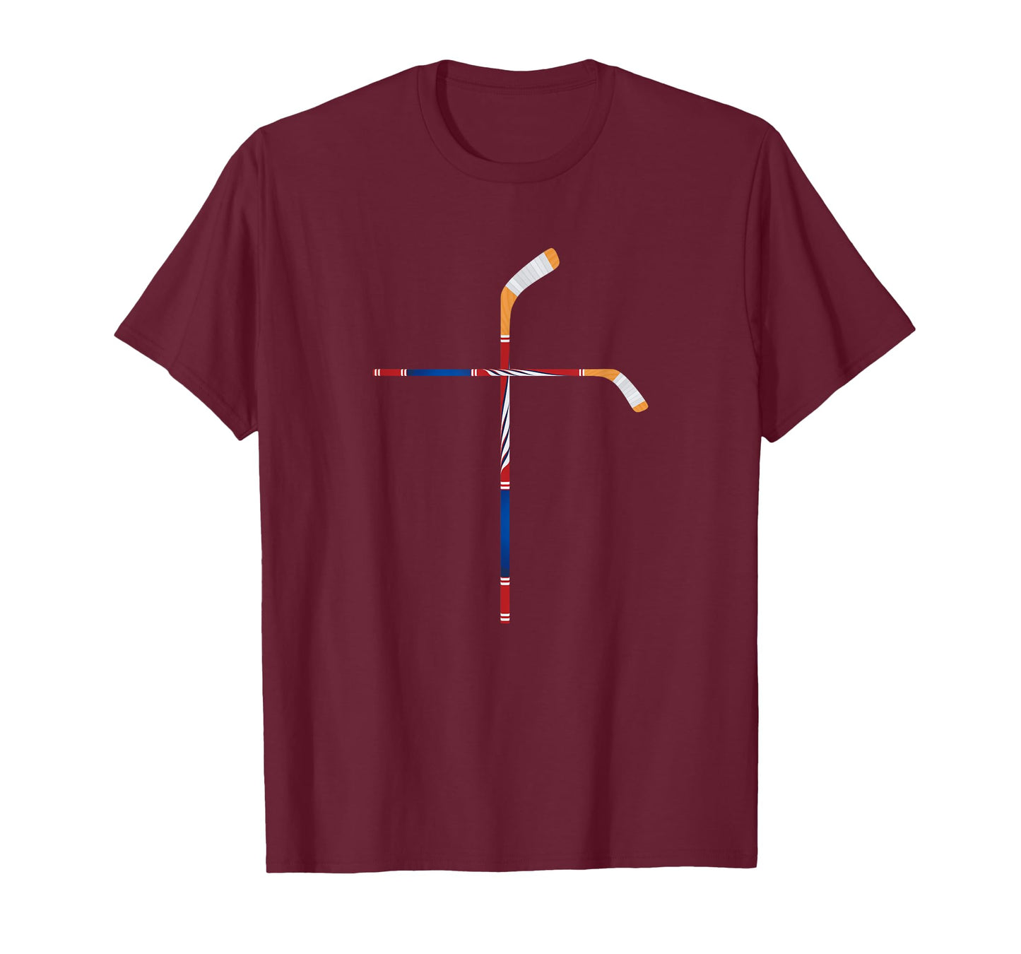 Christian Ice Hockey Sticks Cross Faith Sports T-Shirt