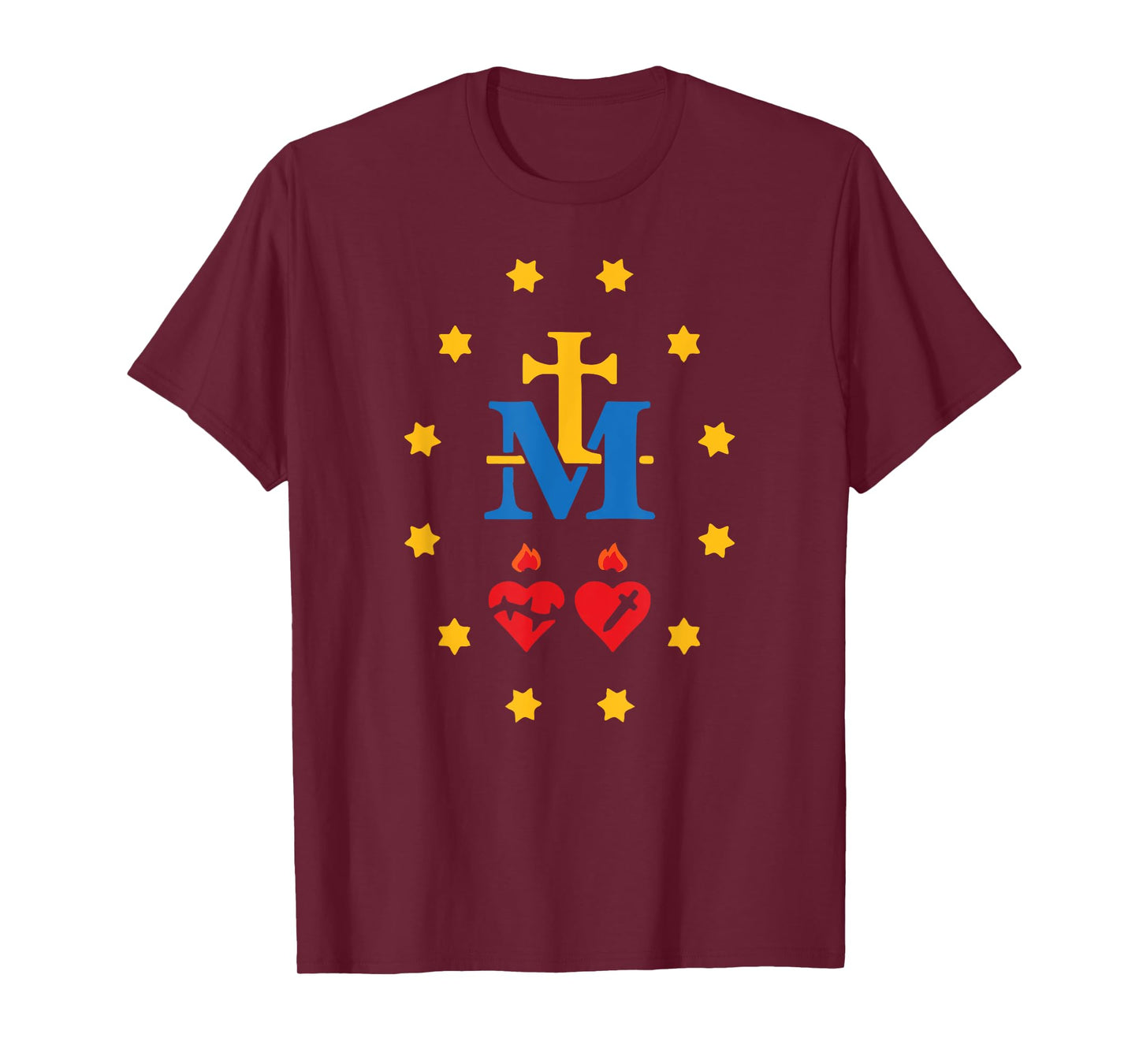 Miraculous Medal Catholic Holy Mary Sacred Heart Jesus T-Shirt